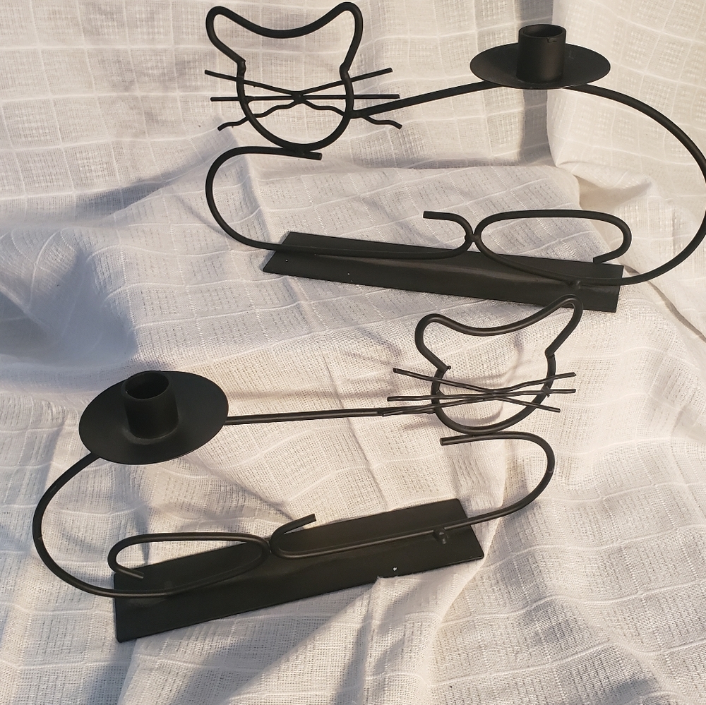 Black cat candle holders